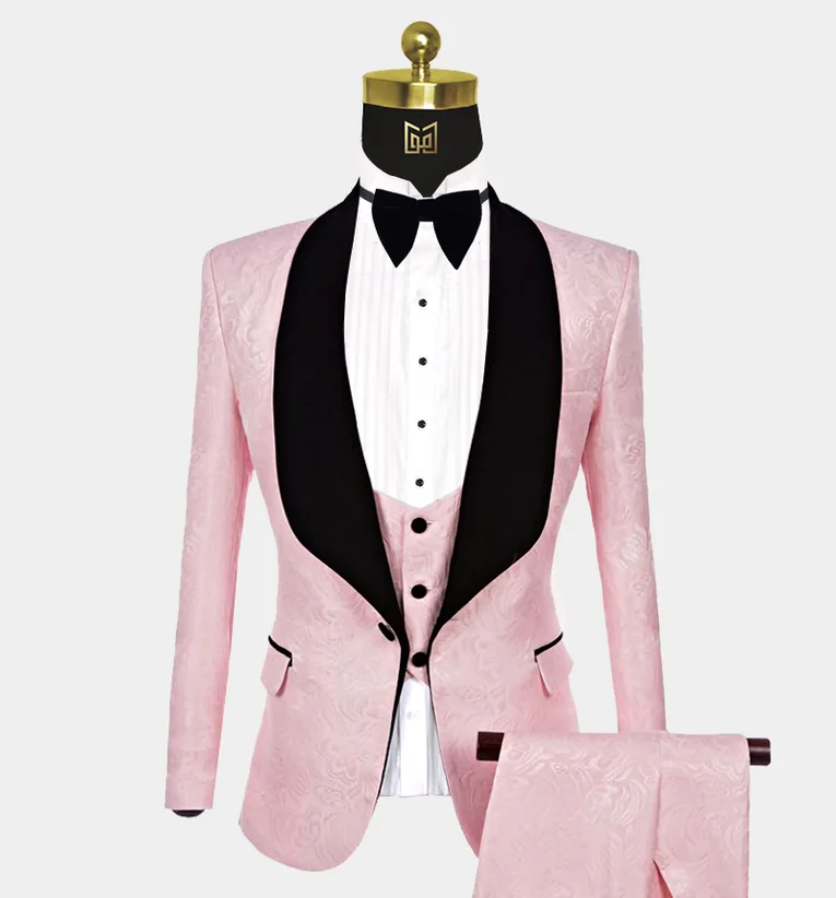 Pink Mens Slim Fit Suit-Men’s Suit - Mens 3 Piece Suit- Wedding Jacket