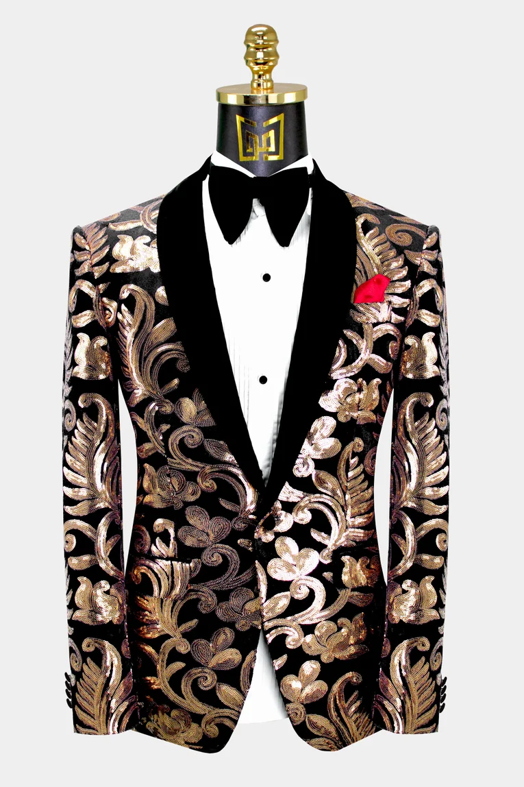 Embroidery Tuxedo Groom Men Suits Black Groomsman Best Man Wedding Prom Suit