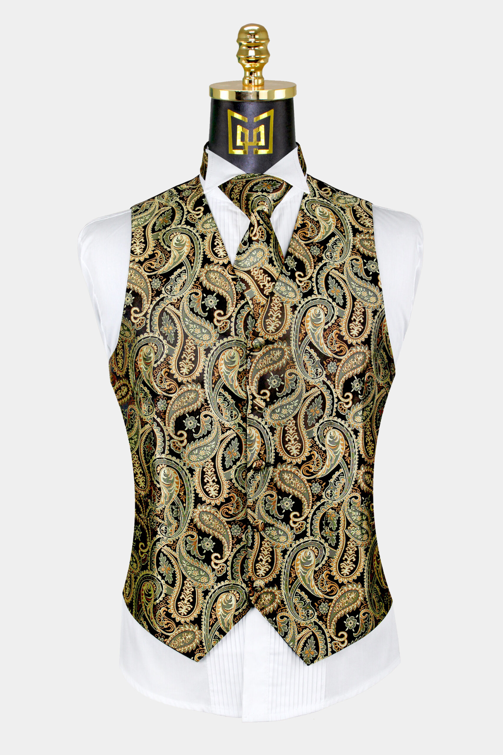 Gold Paisley Vest and Tie Set | Gentleman's Guru