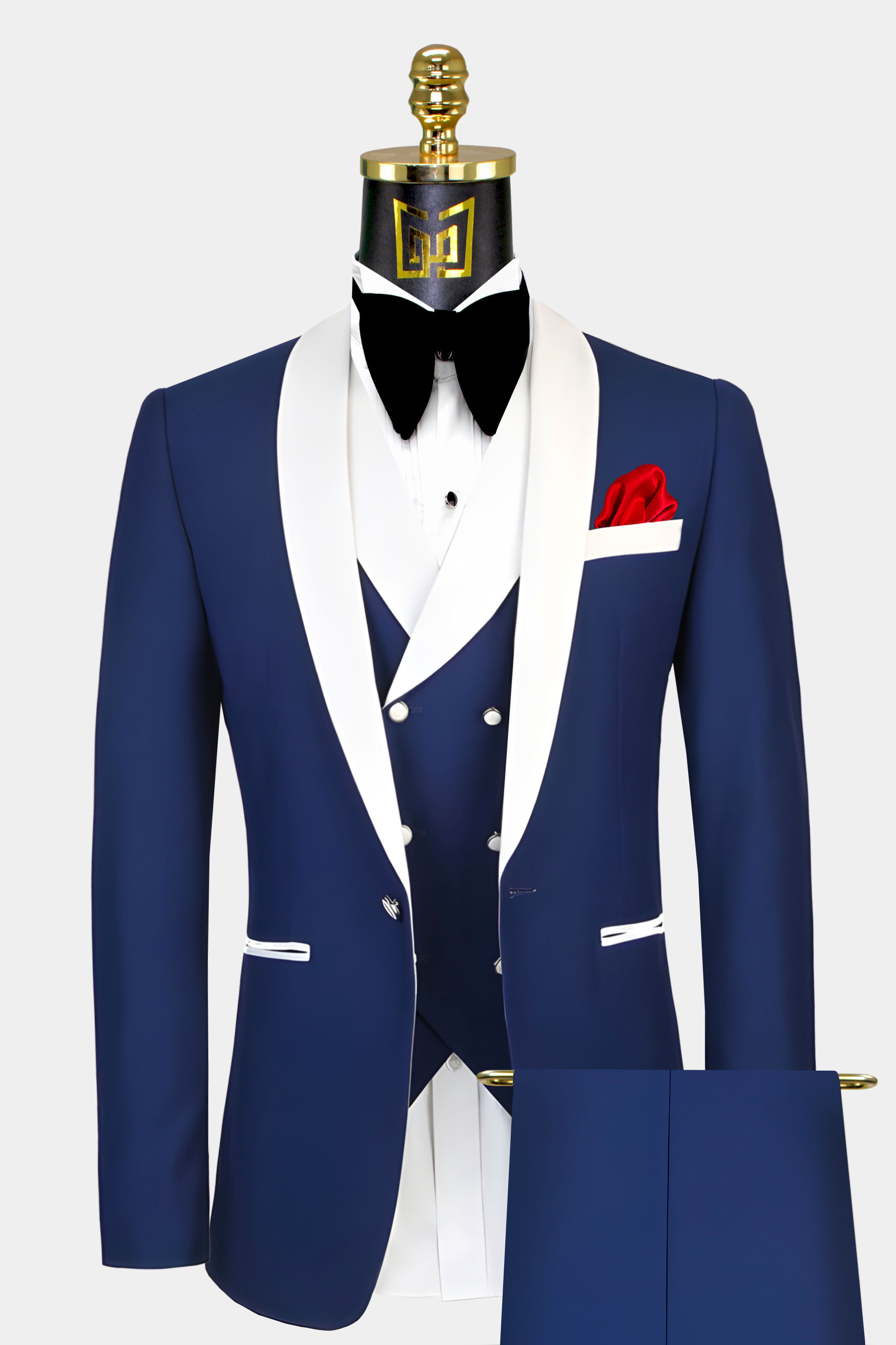 Navy blue and hot sale rose gold tuxedo