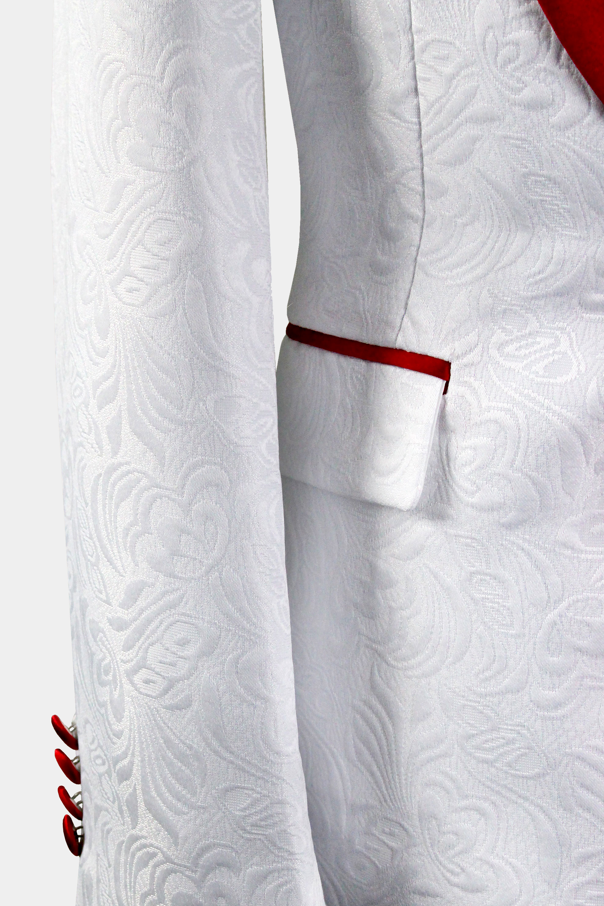 white tux with red trim