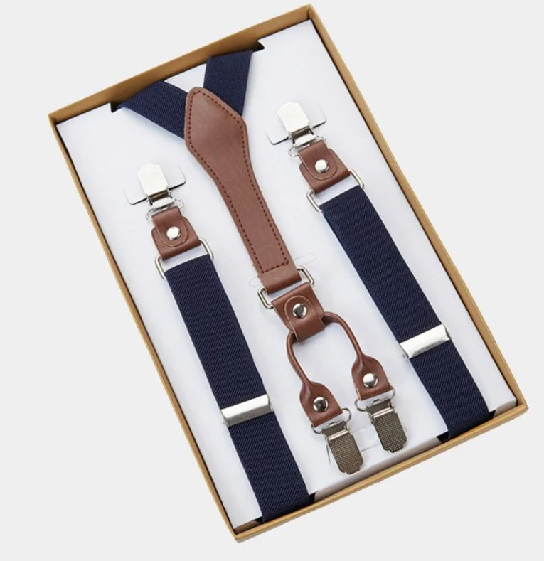 Brooks Brothers Mens Suspenders Braces Purple Silk Leather And Blue Shapes