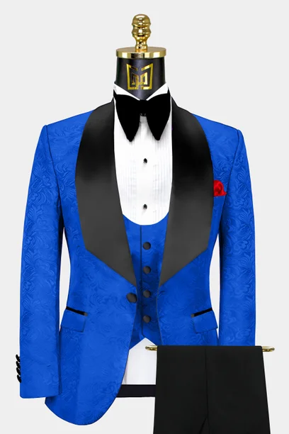groom in blue blazer with black pants - Image Polka Dot Wedding