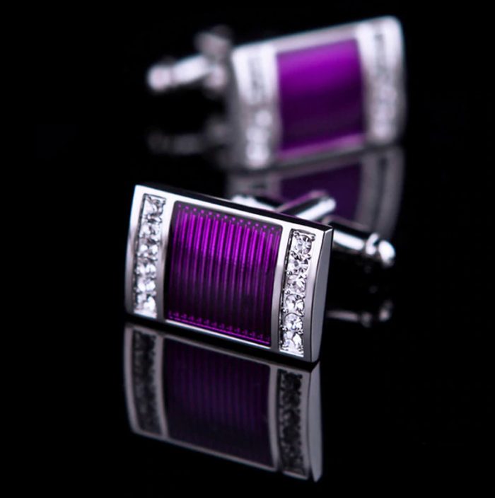 Details about   Silver Purple Circle Crystal Cufflinks Business Wedding for Suit Formal Wear 