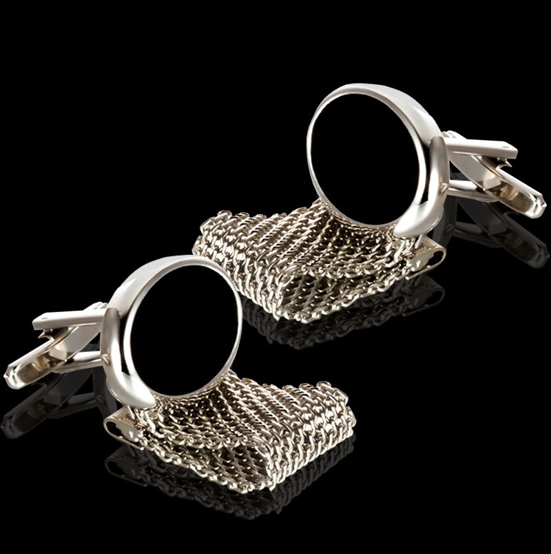 New Silver Mesh Wrap Around CuffLinks Removable Vintage Style Men's Accessories 