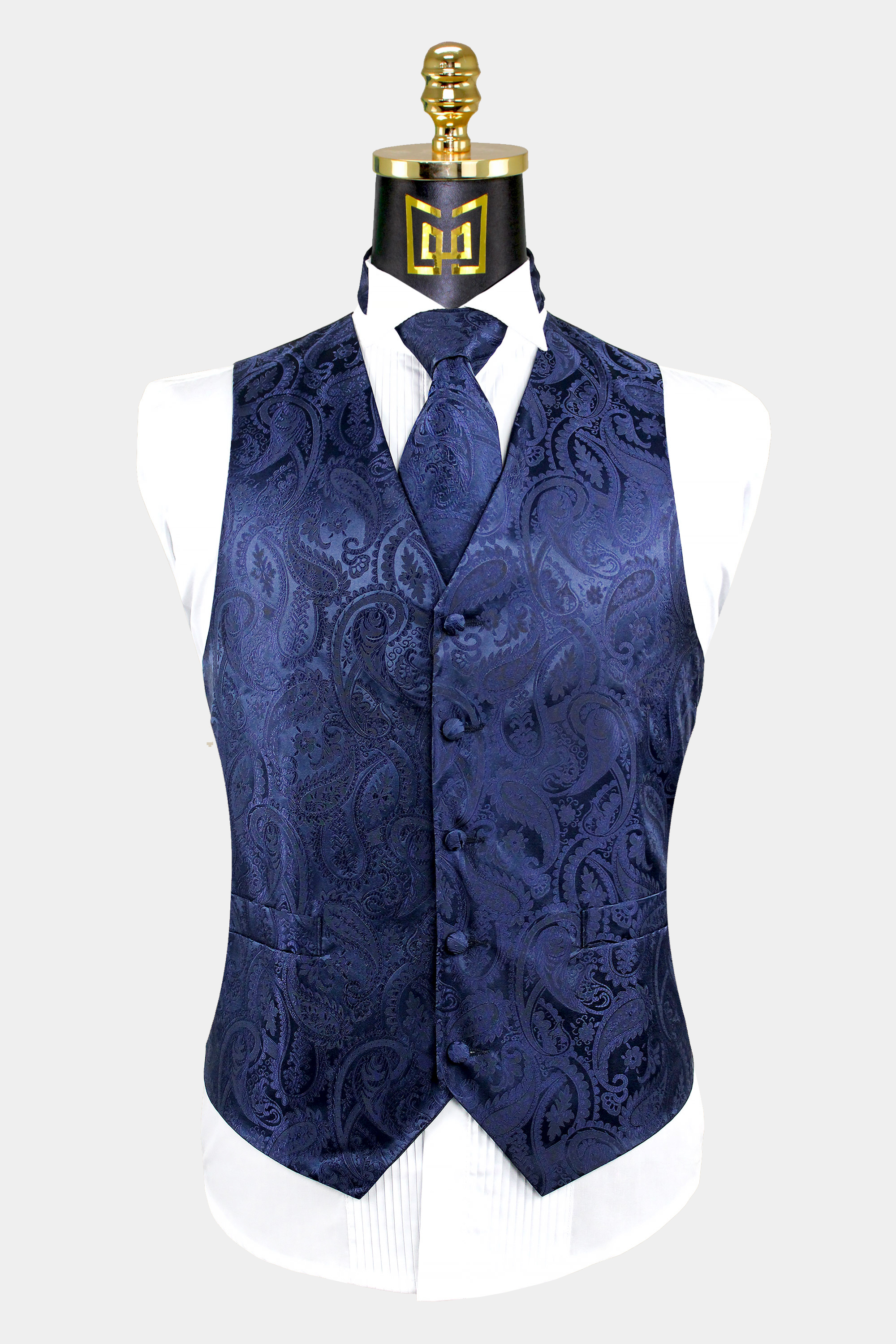 New Men's Formal Vest Tuxedo Waistcoat_necktie set paisley pattern prom black 