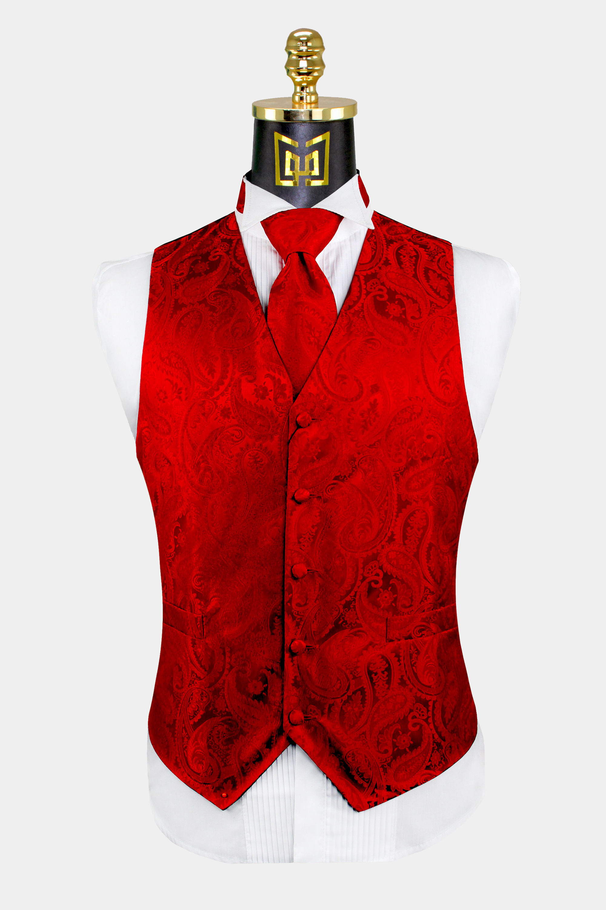 Red vest black on sale suit