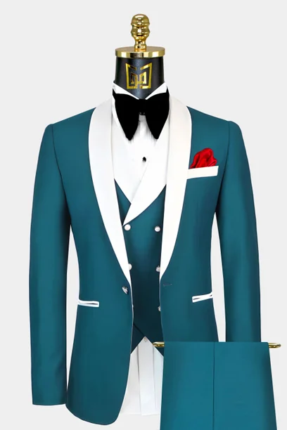 Gentleman's Guru Gradient Green & Gold Sequin Tuxedo Jacket 44r