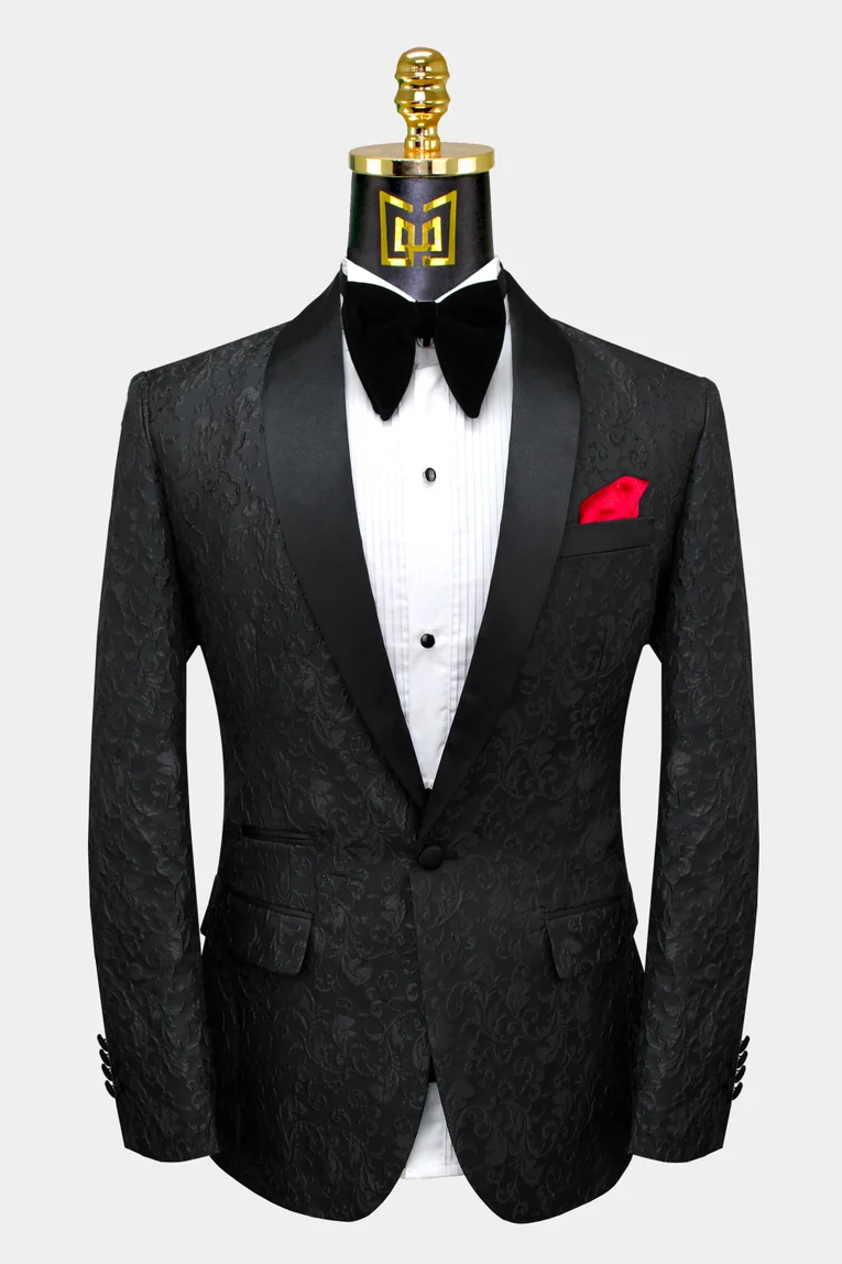 Black Men Suit Peak Lapel Groom Tuxedo Wedding Suit Business Prom Party  Blazer
