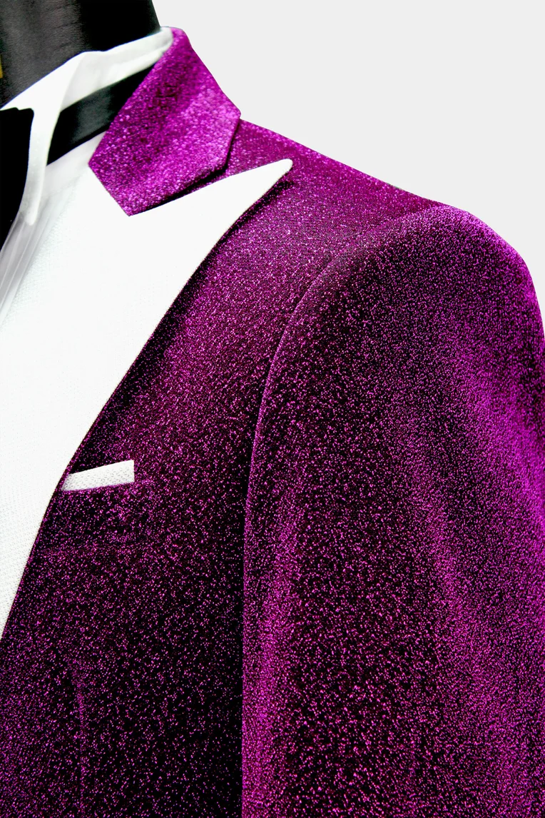 Tuxedo Purple Sequin Blazer Mens Purple Glitter Tuxedo Jacket