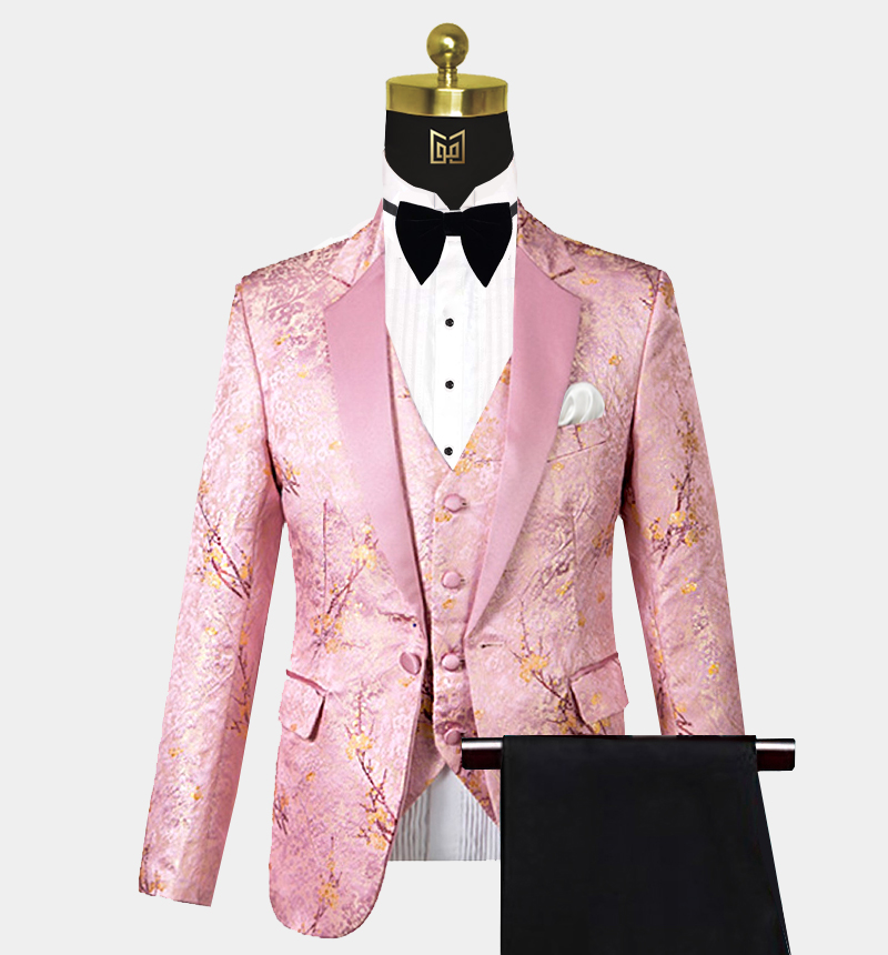 gold and pink suit