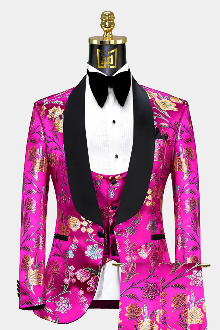 black and pink suits for men