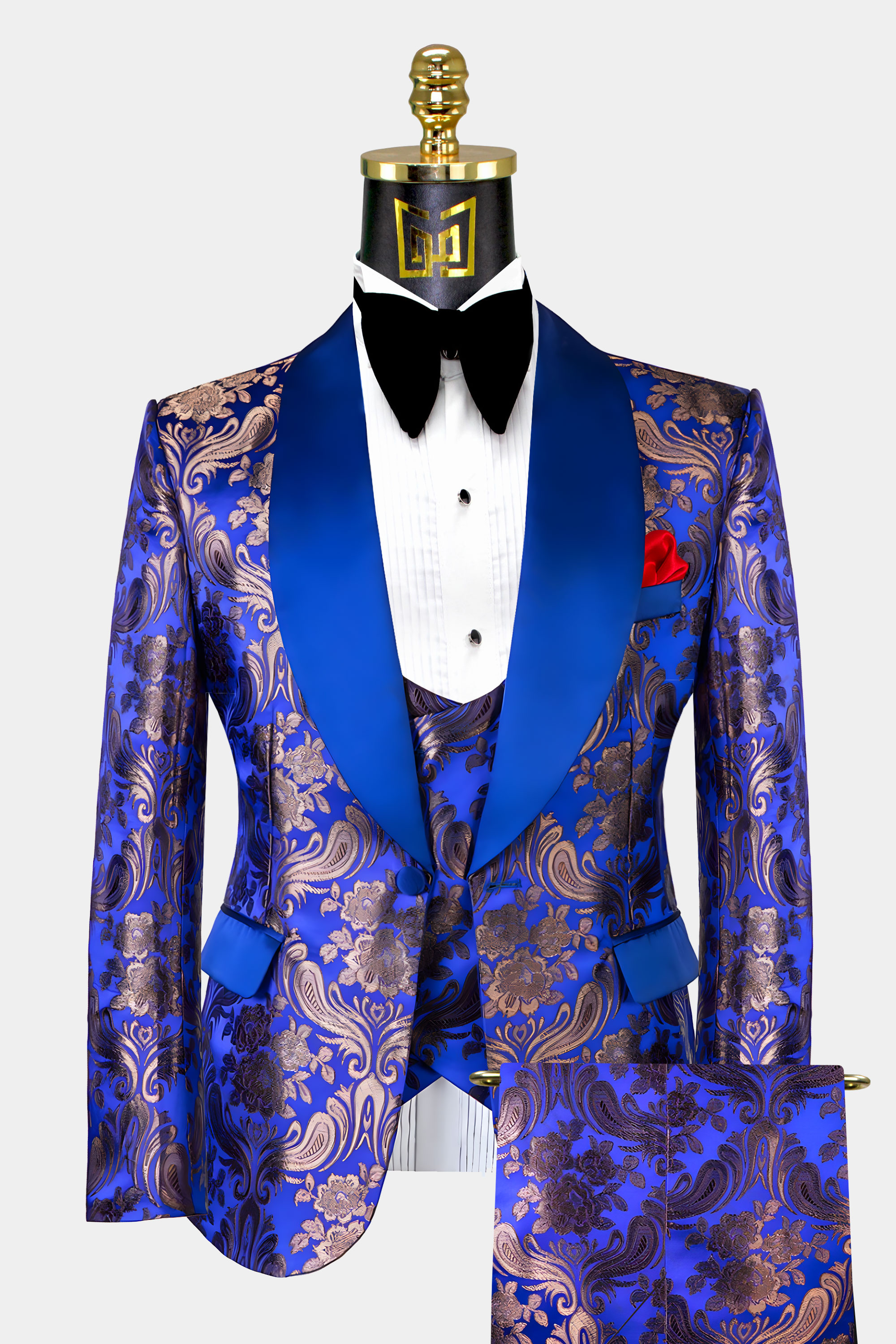 Royal blue and 2024 gold blazer mens