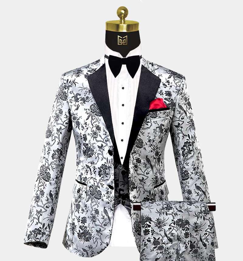 silver wedding suit for groom