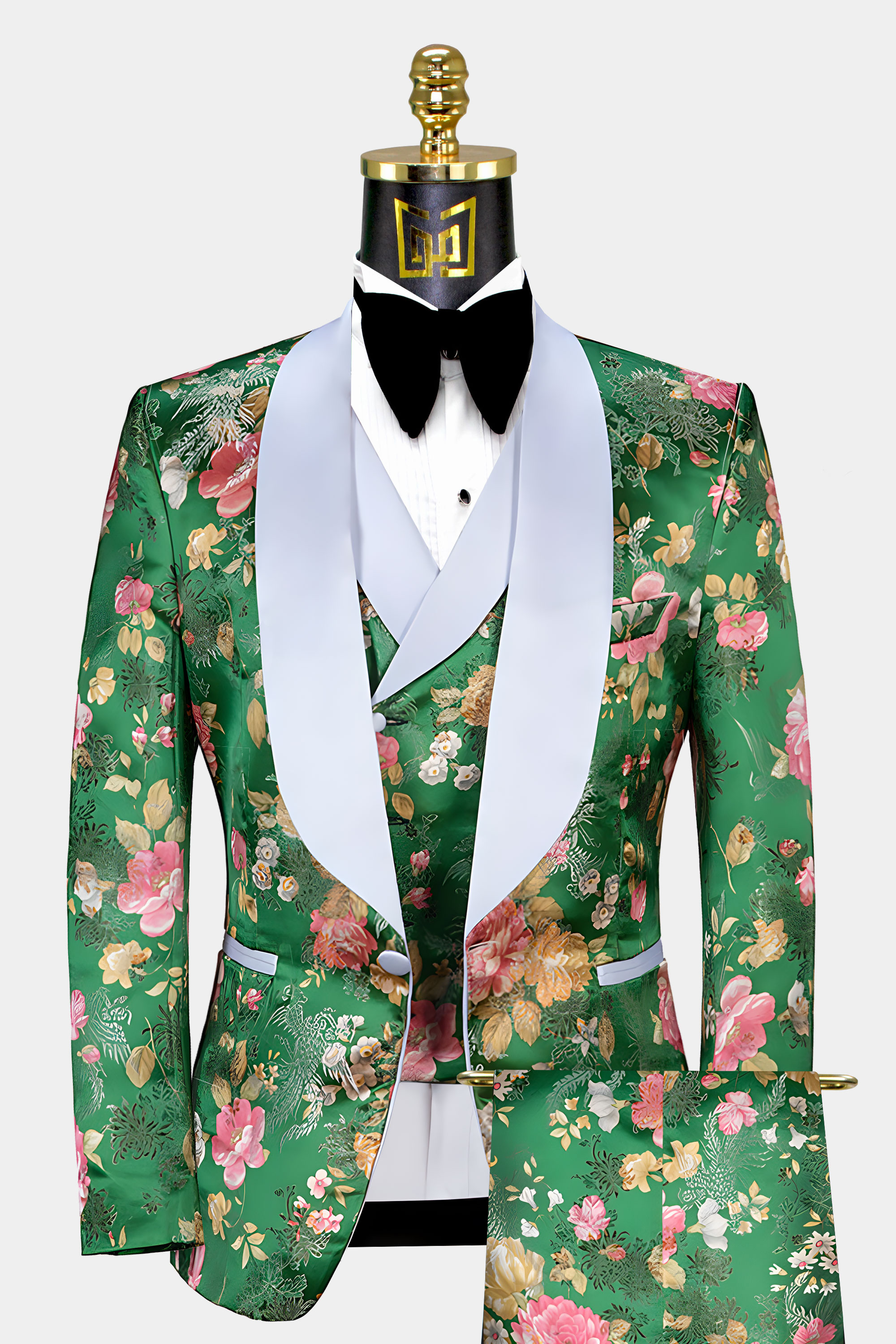 gold and green suit