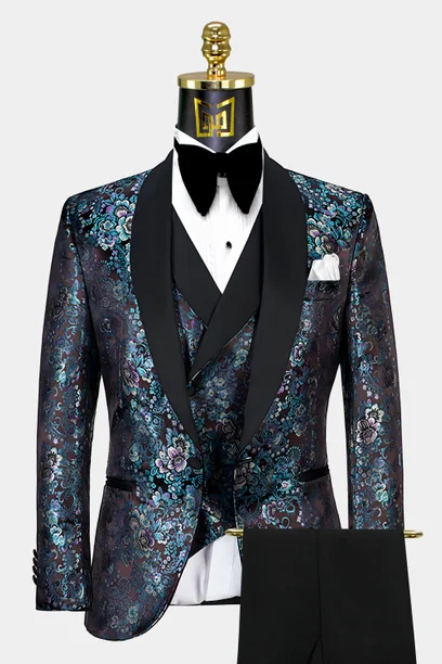 Black and Gold Tuxedo Suit