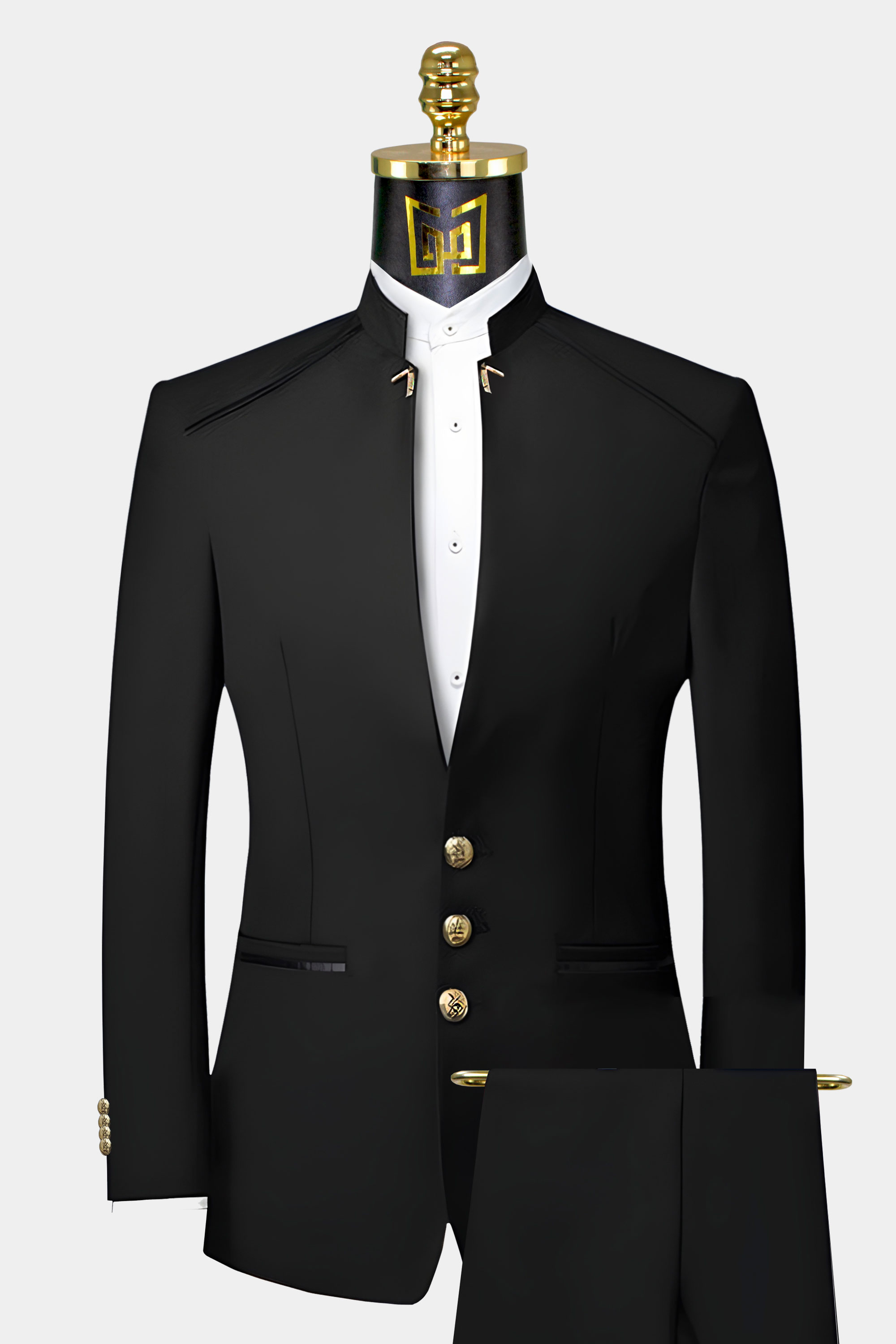 Black and Gold Mandarin Collar Jacket | Gentleman's Guru