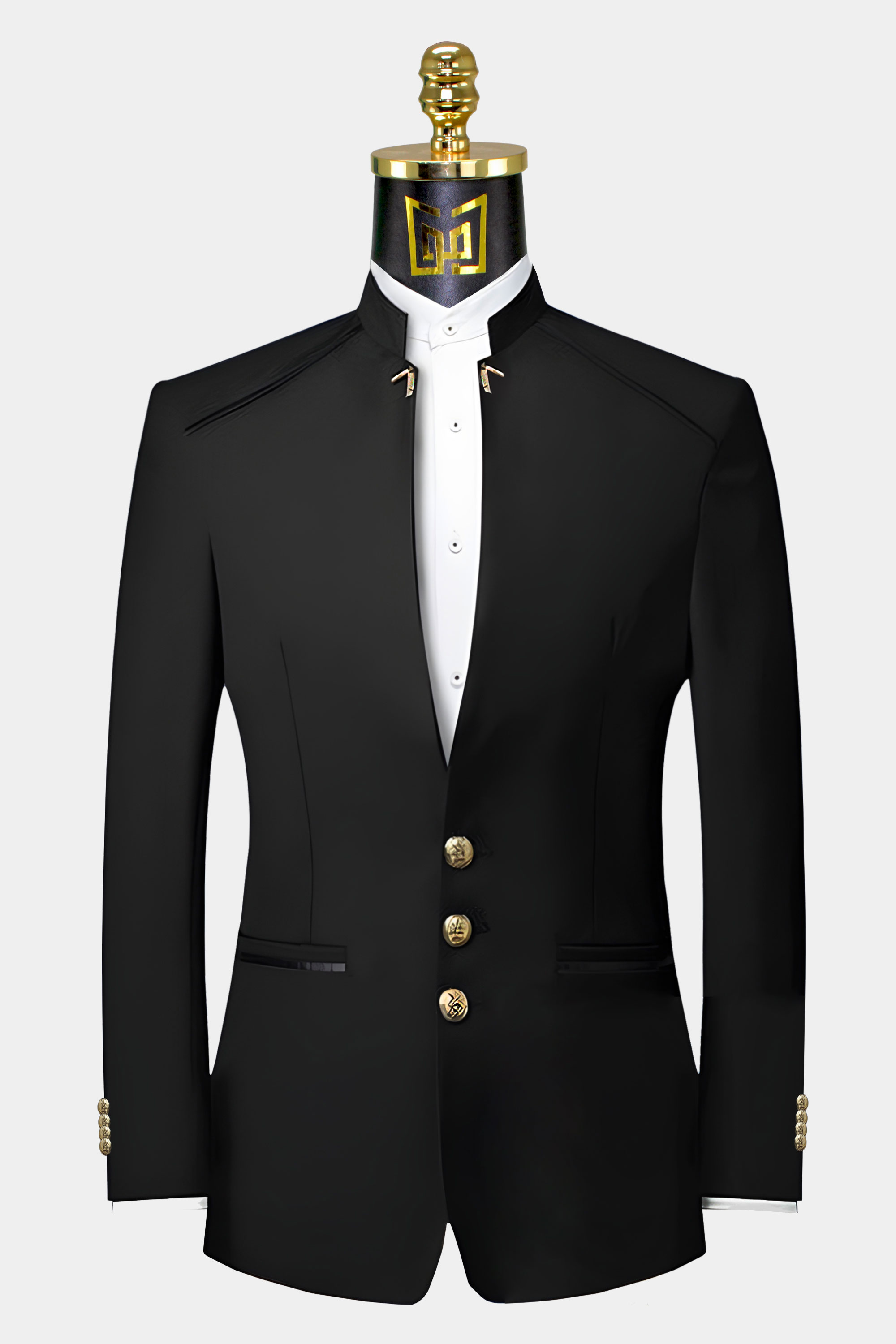 Black Mandarin Collar Suit | Gentleman's Guru