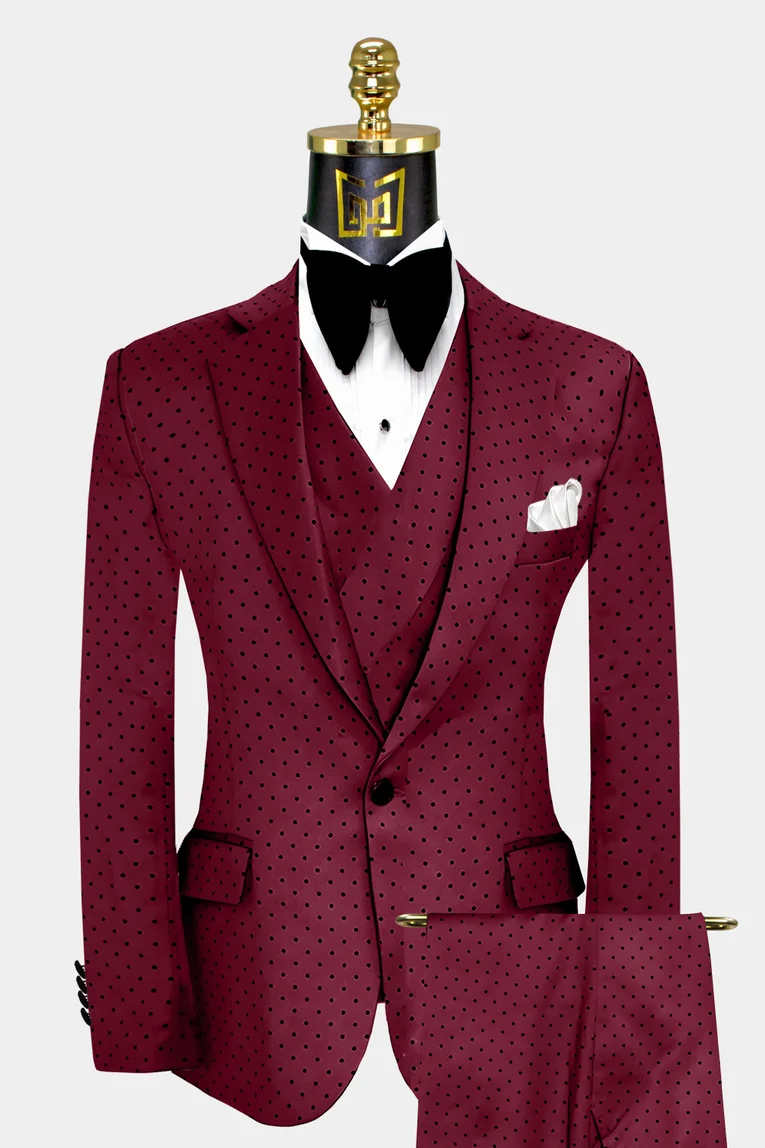 Burgundy Men's Suits Wedding, Burgundy 2 Piece Men's Suit