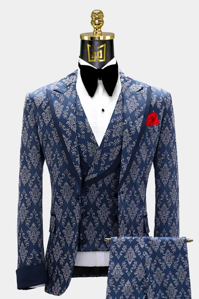 Gentleman's Guru Royal Blue Velvet Tuxedo Jacket Peak Collar 44r