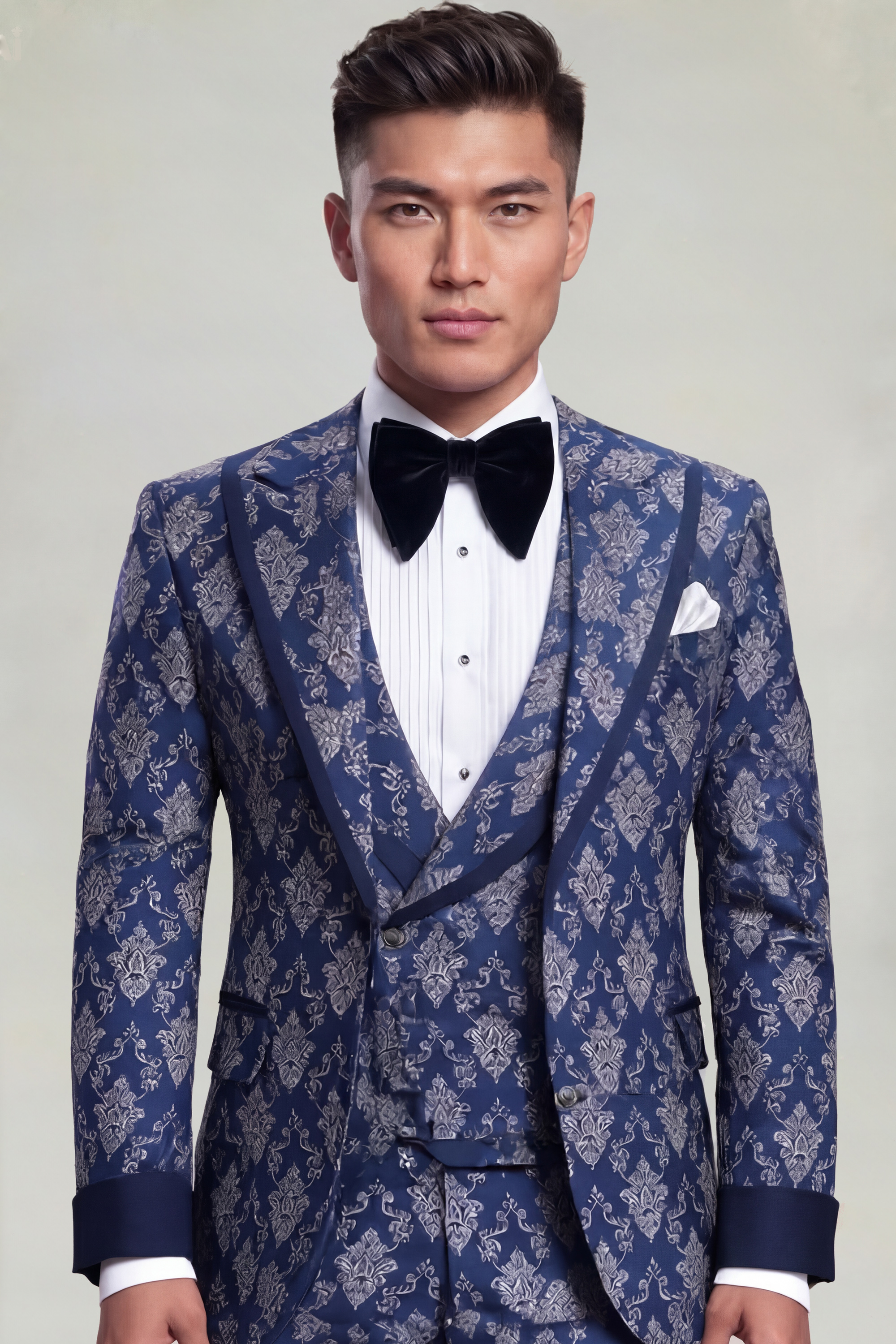 Navy Blue Mandarin Collar Suit | Gentleman's Guru