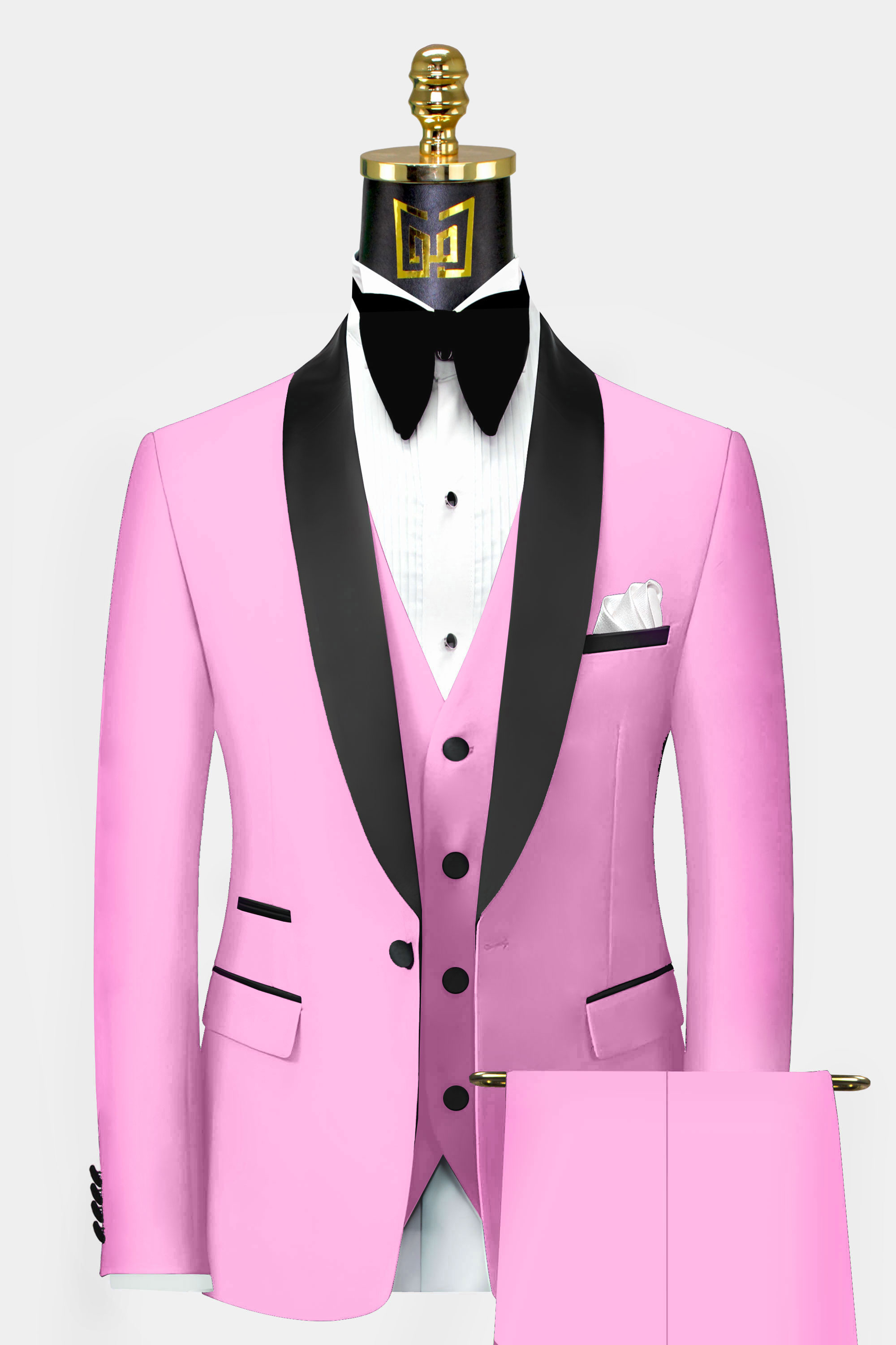 white and light pink tuxedo