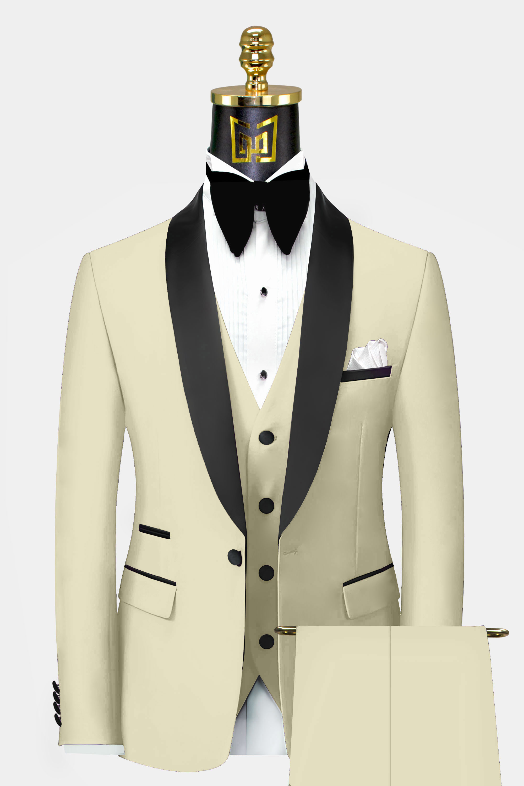 Cream and shop black wedding suit