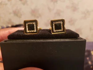 Swarovski Crystal Black & Gold Cufflinks