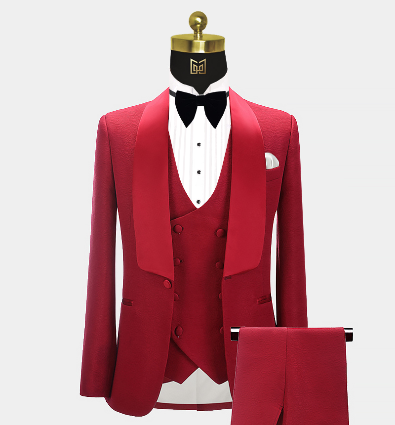 red and black wedding suit