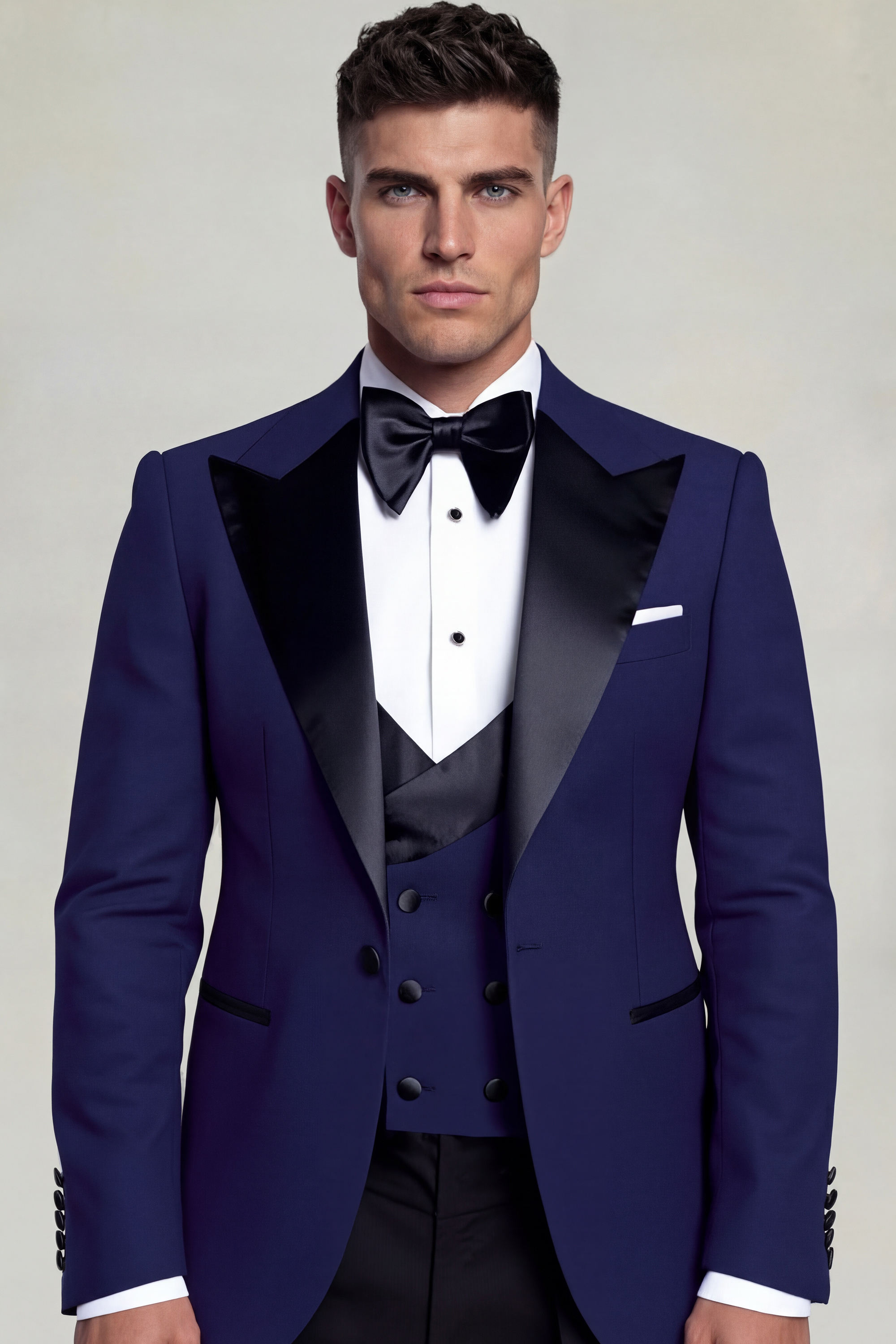 Navy Blue Mandarin Collar Suit | Gentleman's Guru