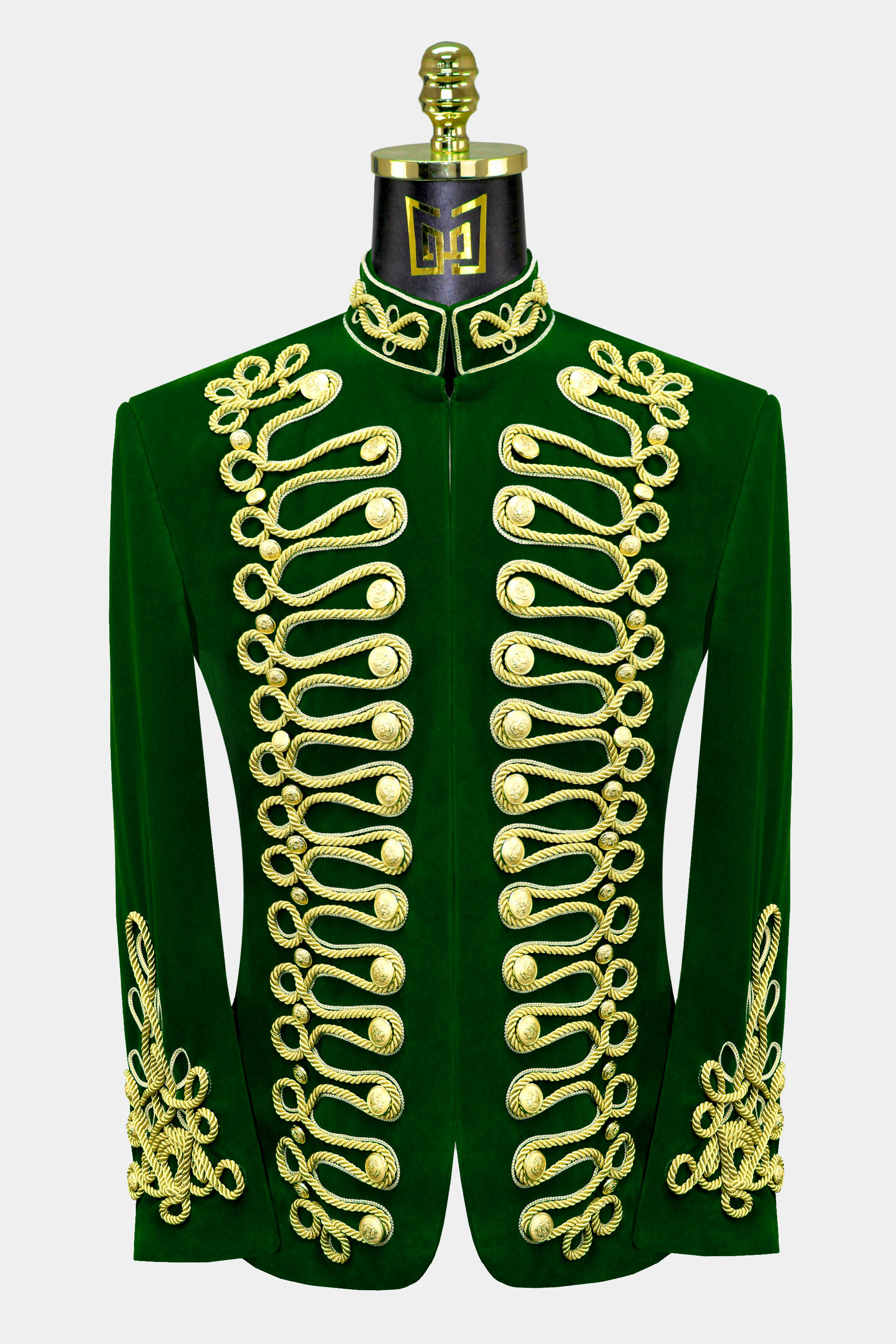 Green and Gold Mandarin Collar Jacket | Gentleman's Guru