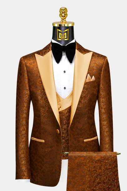 Men's 2 Piece Suits Slim Fit Business Formal Dress Suit Jacket Pants  Wedding Prom Tuxedos Brown : Clothing, Shoes & Jewelry 