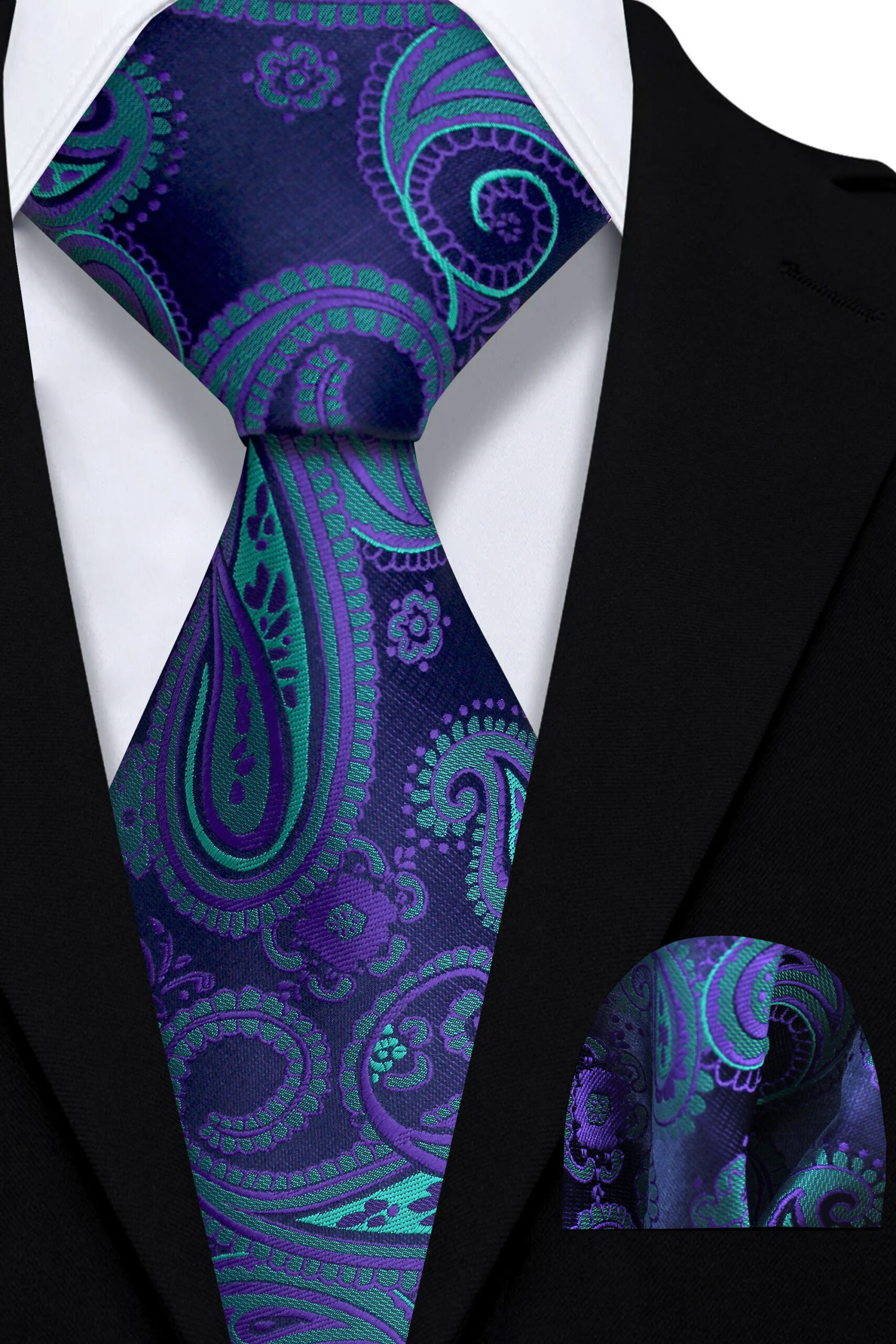 Black Paisley Tie and Pocket Square Set | Gentleman's Guru