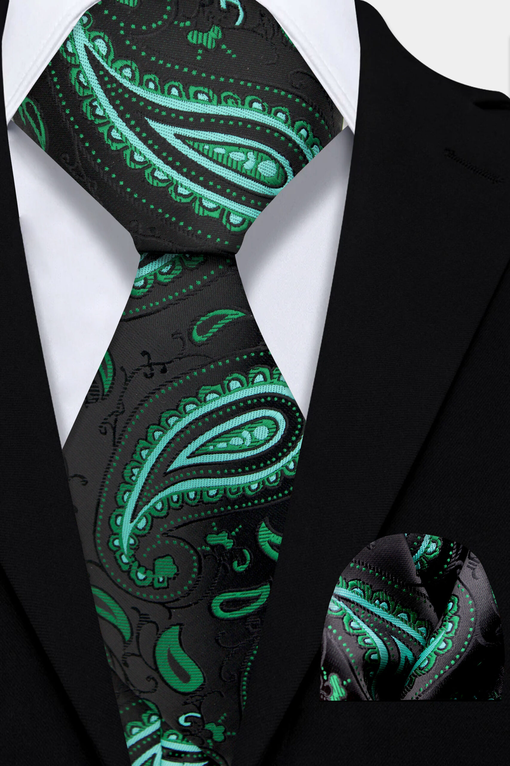 Black Paisley Tie and Pocket Square Set | Gentleman's Guru
