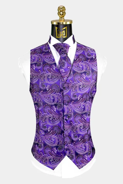 Men's Baby Blue Paisley Vest Tie Set for Weddings 4XL Men's Baby Blue Paisley Vest Tie Set for Weddings 4XL