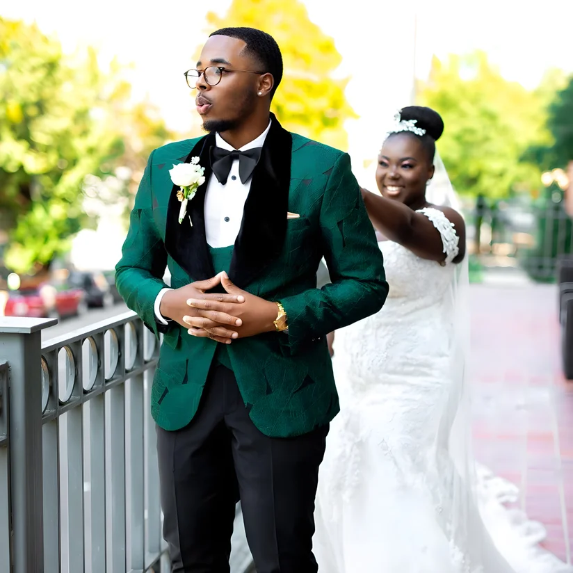 Dark green tuxedo suit discount