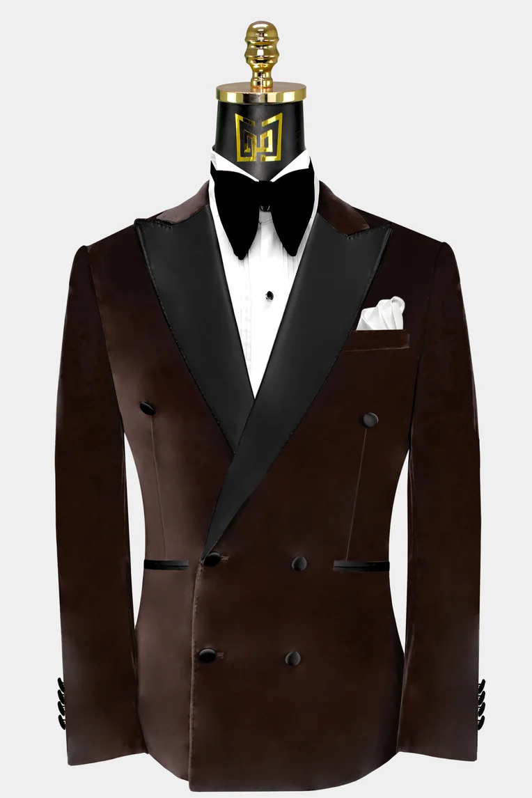 Brown Velvet Tuxedo Jacket Gentleman's Guru - Main Image