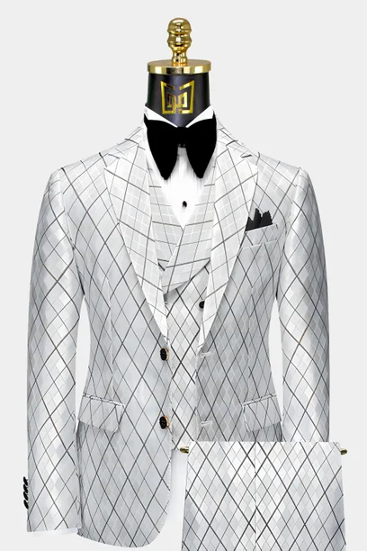 Dark Grey Plaid Suit - 3 Piece