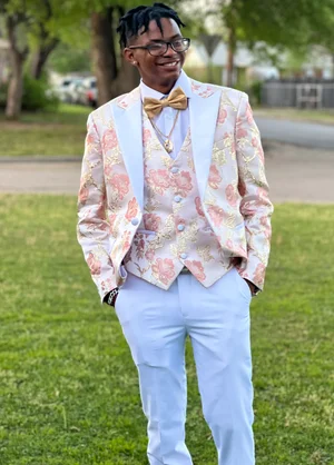 White tux 2025 with gold