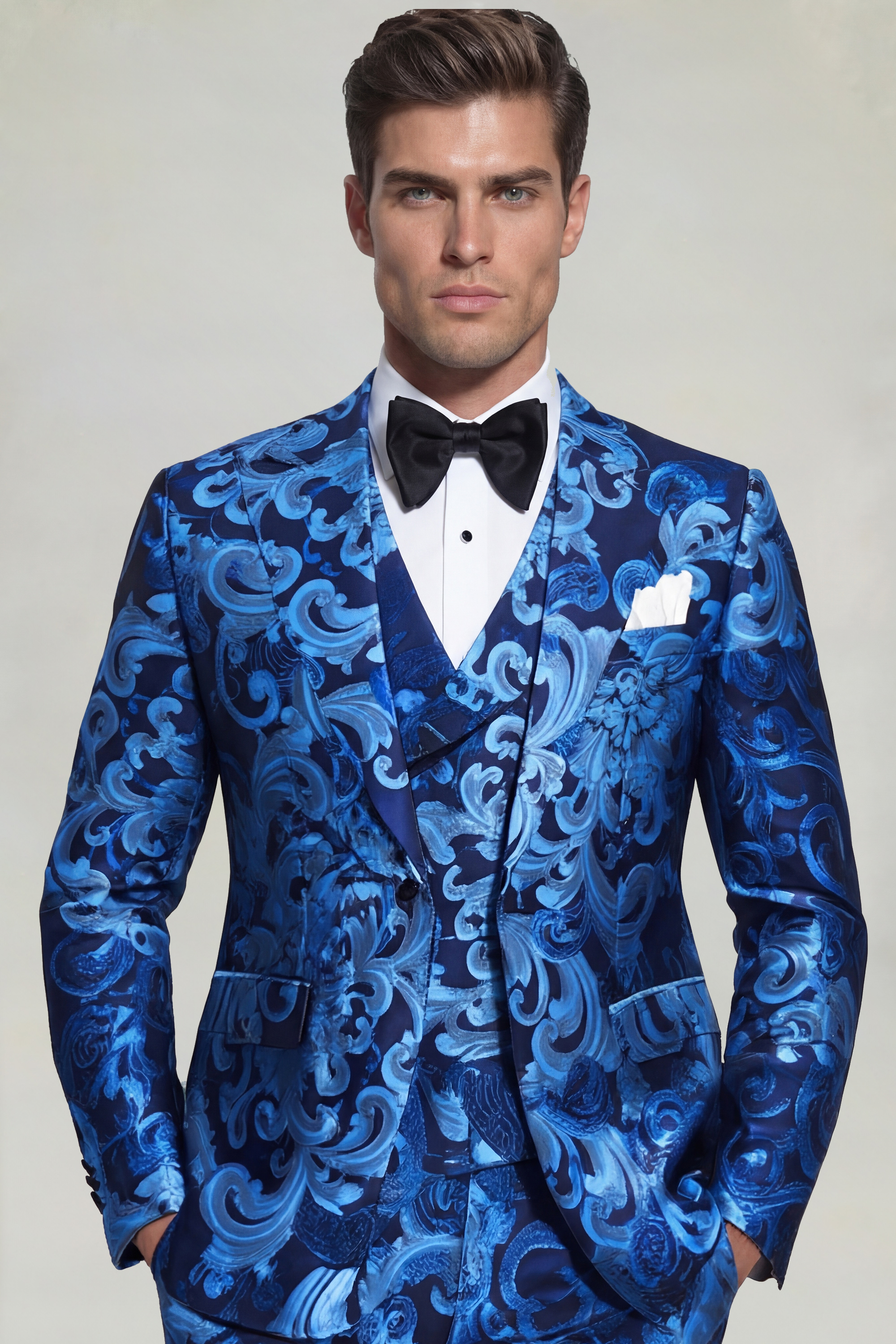 Men's Blue Floral Suit - 3 Piece | Gentleman's Guru