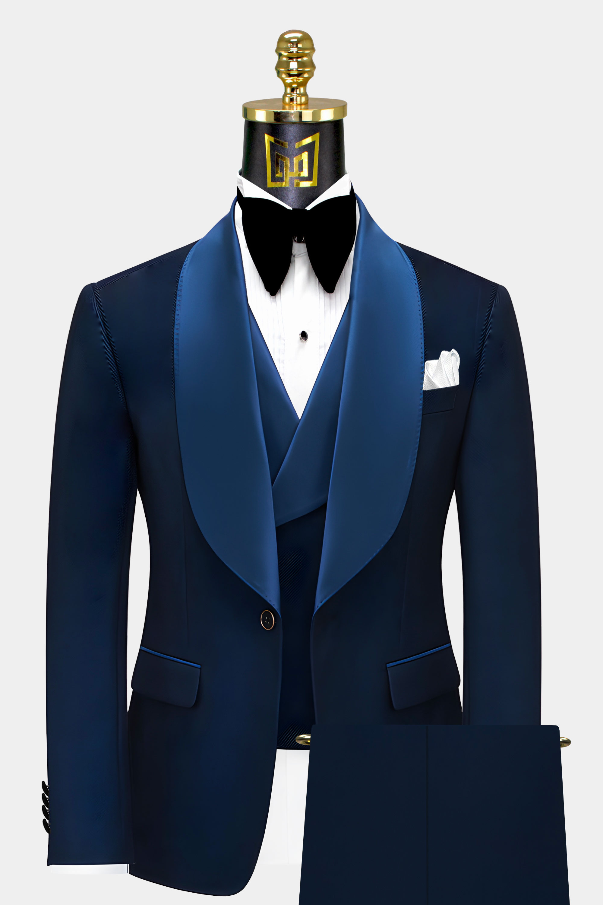 Navy blue and 2024 gold wedding suits