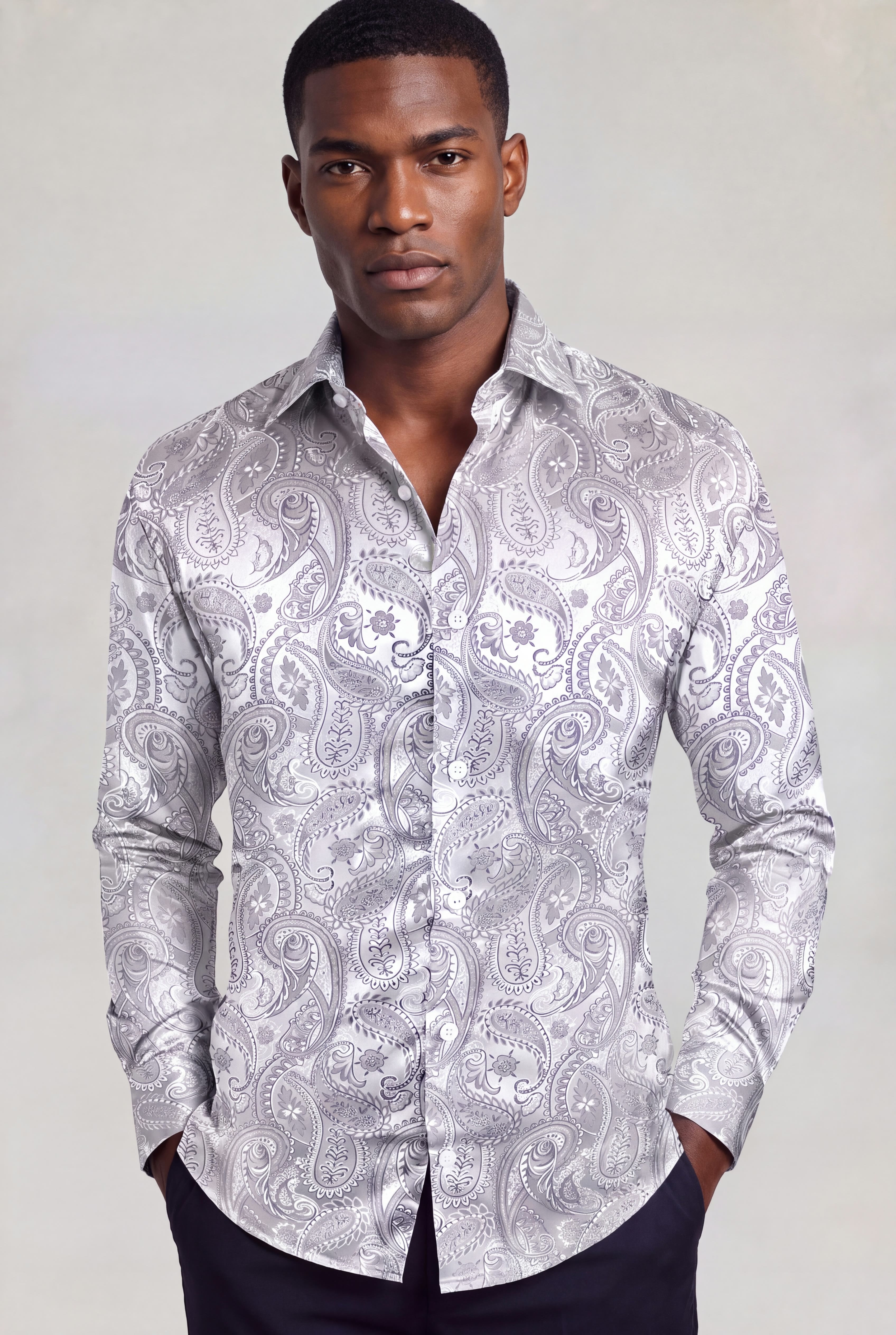 Men's Silver Paisley Shirt | Gentleman's Guru