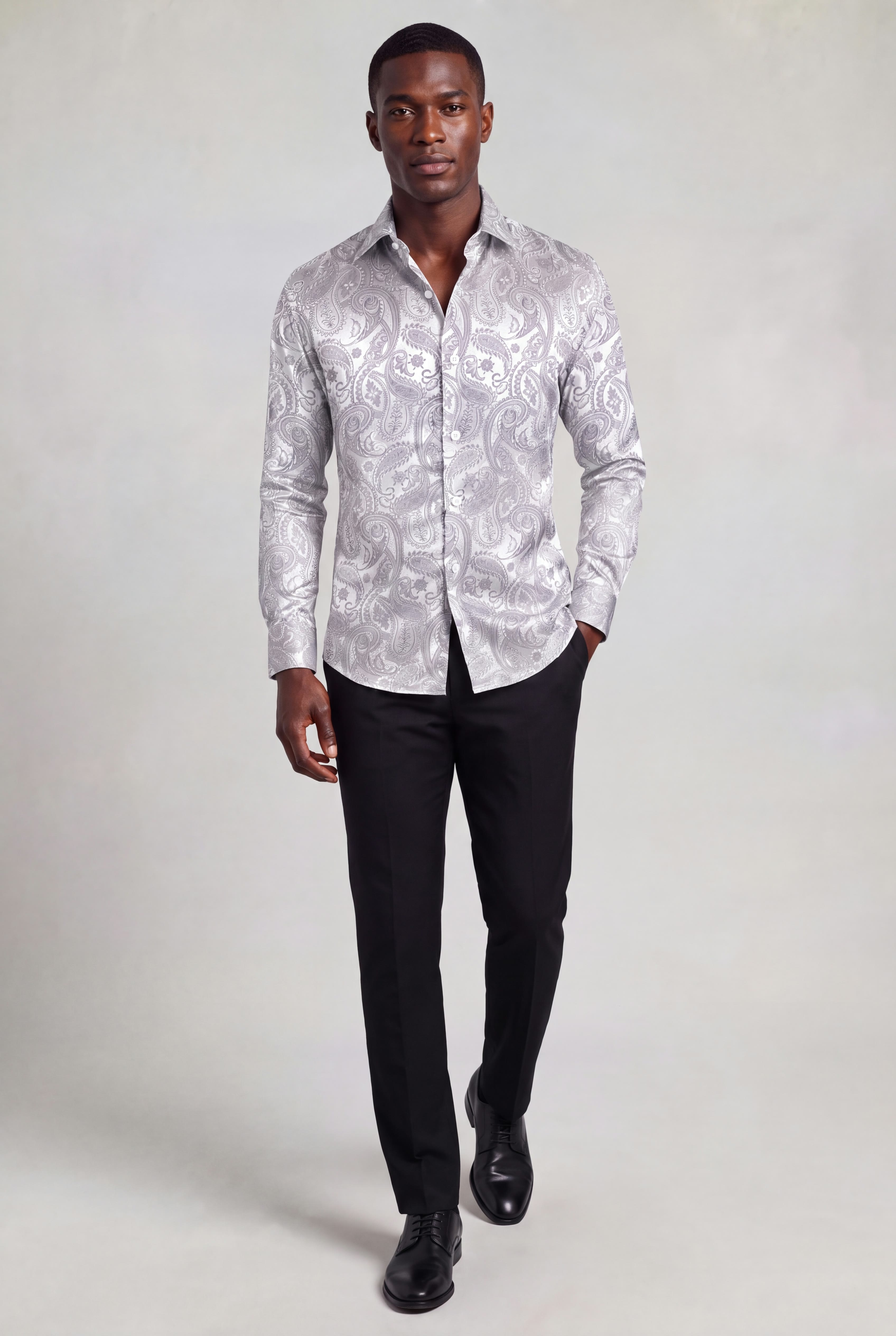 Men's Silver Paisley Shirt | Gentleman's Guru