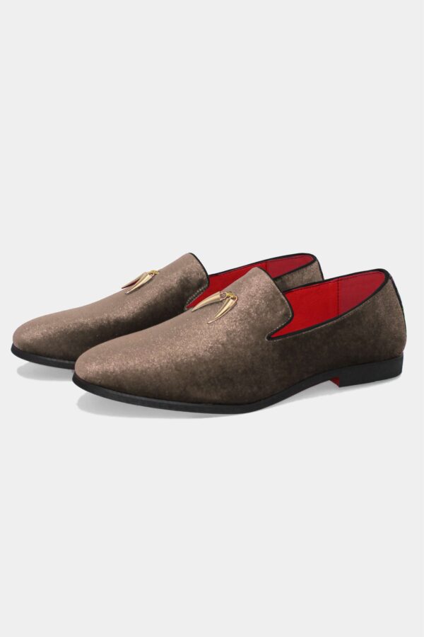 Men's Champagne Velvet Loafers Shoes