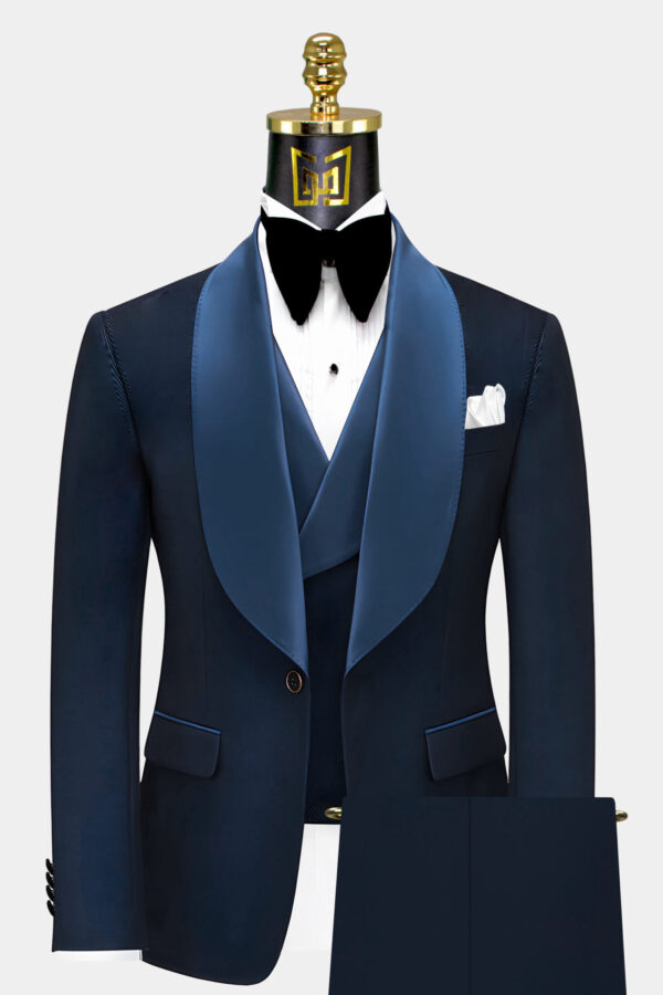 Navy Blue Mandarin Collar Suit | Gentleman's Guru